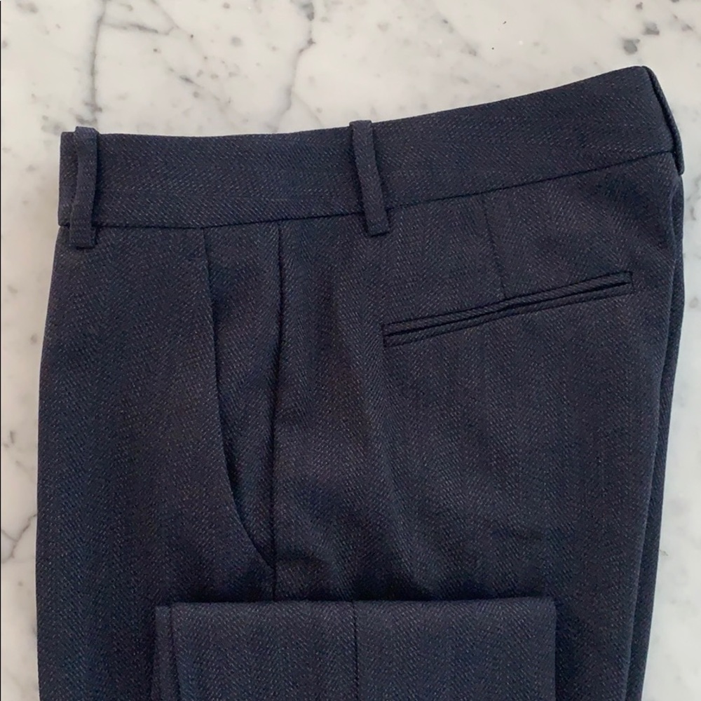 Theory Navy Herringbone Slim Cut Pant